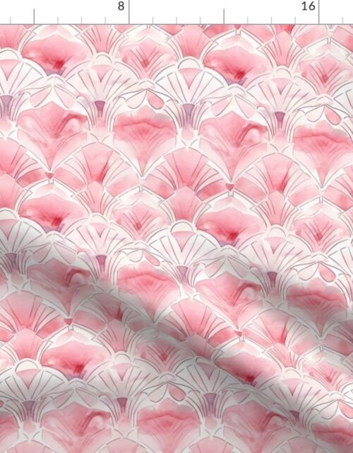 Art Deco Watercolor Fans in Pink Fabric