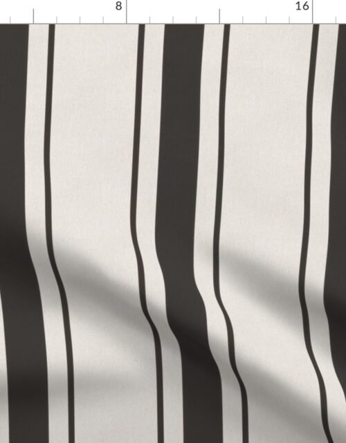 Ash Grey Antique Vintage Mattress Ticking Stripe on Cream Fabric