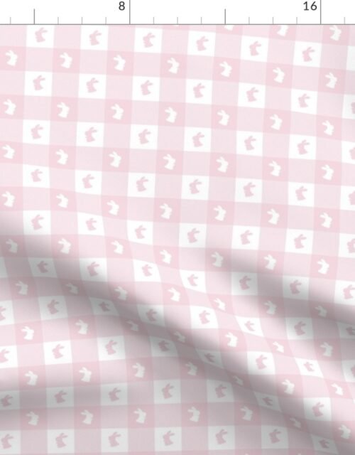 Baby Pink and White Gingham Check with Center Bunny Medallions in Pink and White Fabric