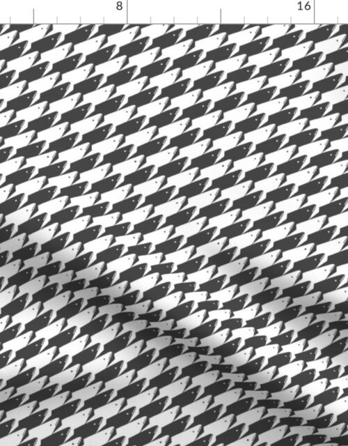 Baby Sharkstooth Sharks Pattern Repeat in White and Grey Fabric