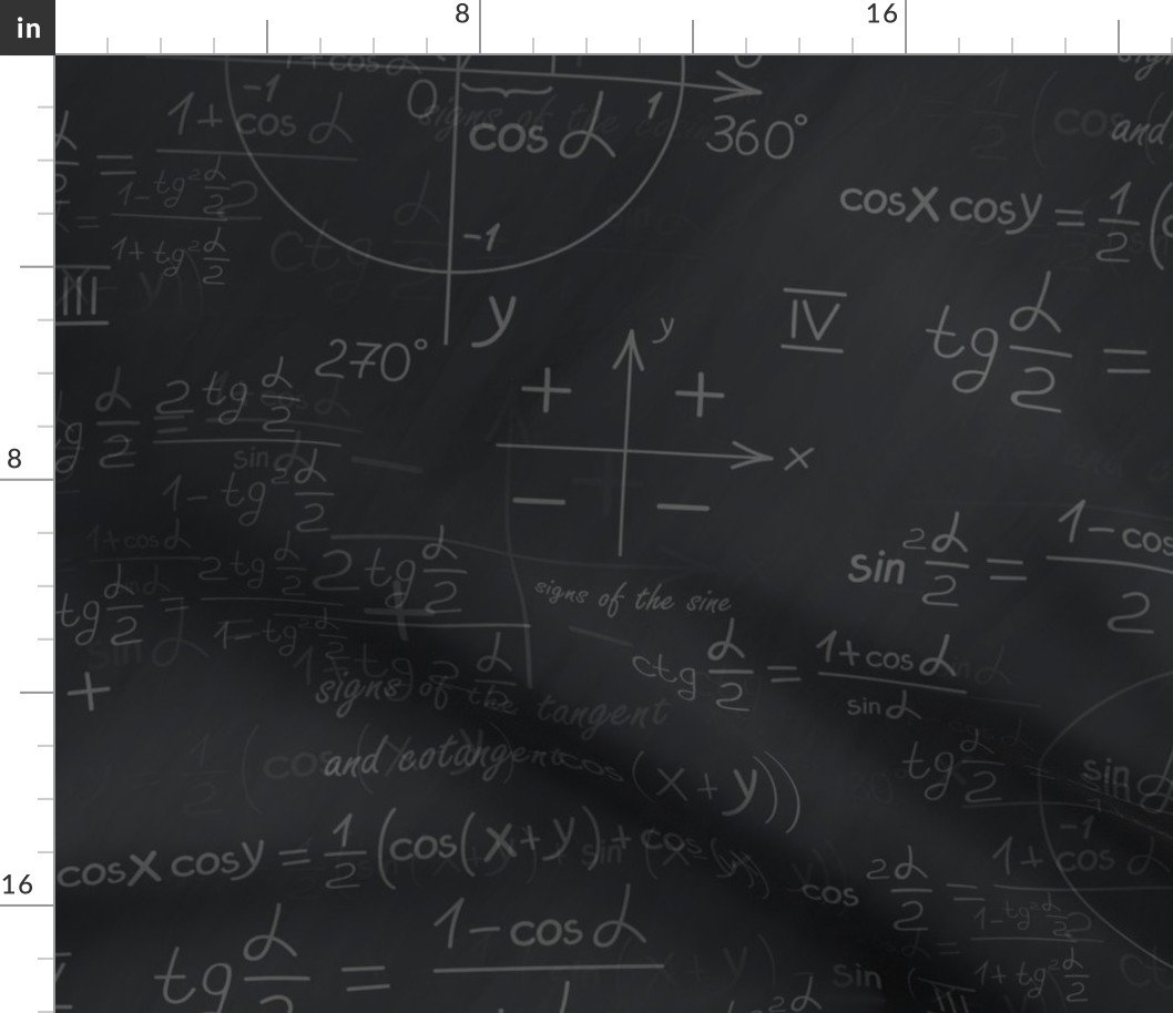 Back to School Chalk on Dark Chalkboard with Mathematical Equations Fabric Back to School Chalk on Dark Chalkboard with Mathematical Equations Fabric