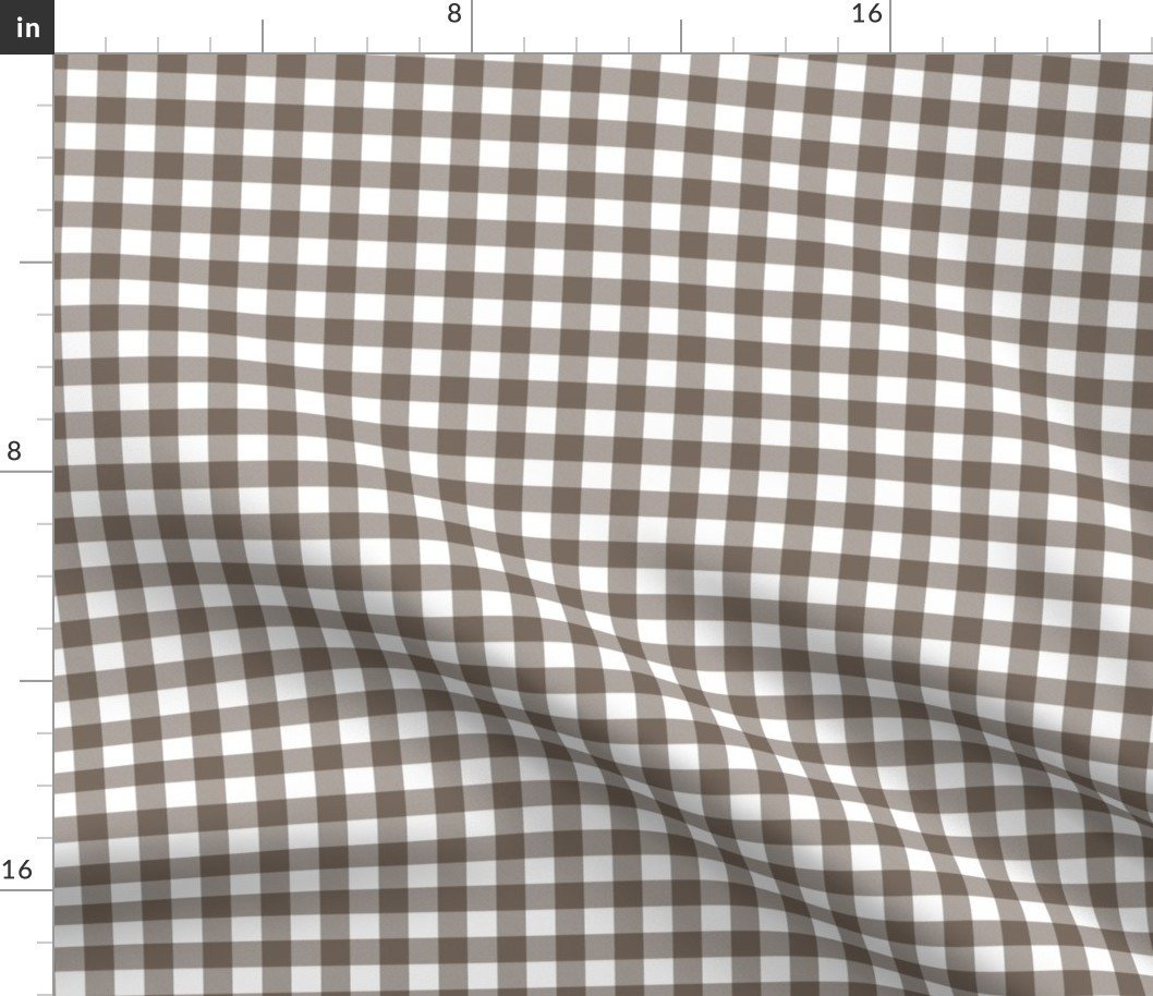Bark Brown Color Classic Small Half Inch Gingham Check Tartan Plaid Fabric