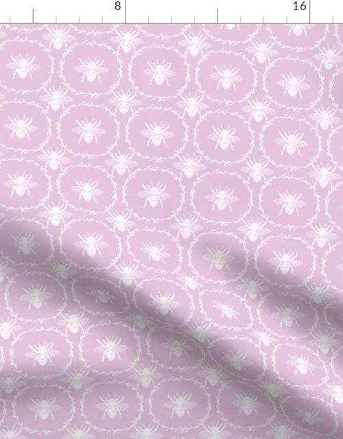 Bees Wreathed in White on Pale Lilac Fabric