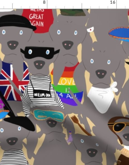 Big Dog Weim Nation Grey Ghost Weimaraner Hand-painted Pet Pattern on Khaki Beige Fabric