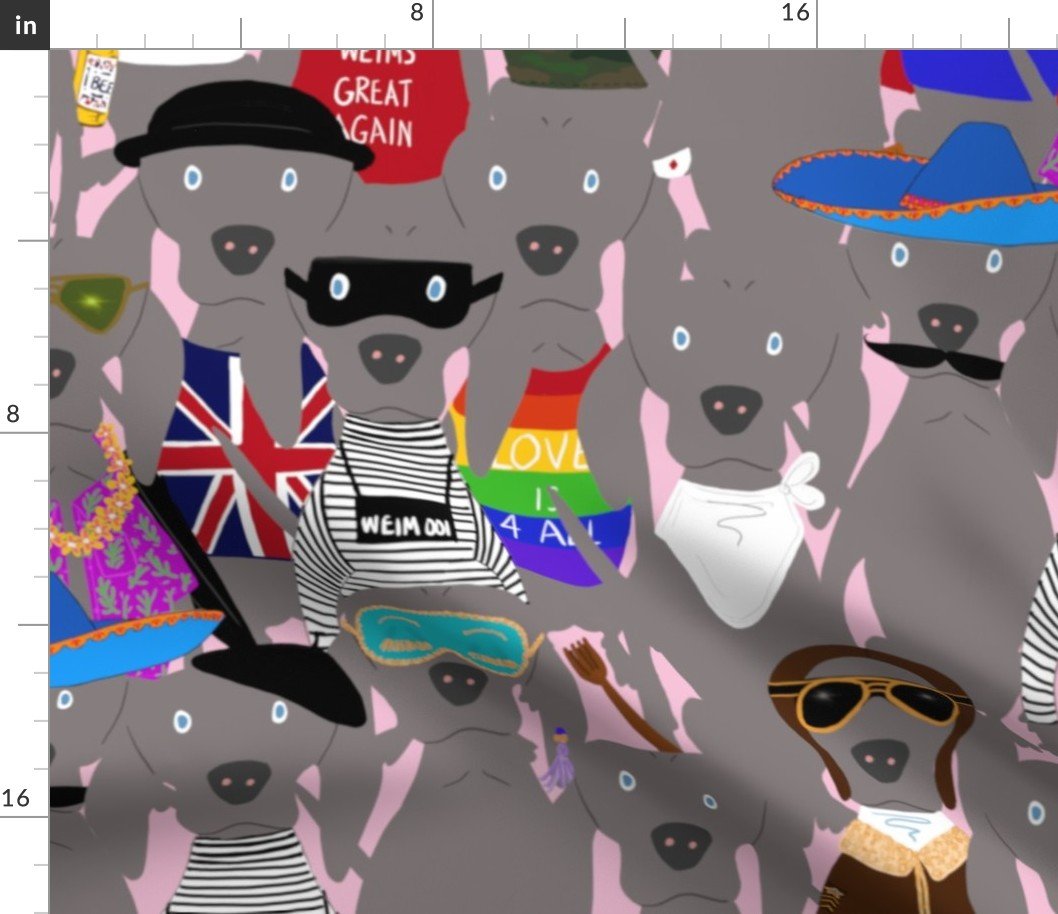 Big Dog Weim Nation Grey Ghost Weimaraner Hand-painted Pet Pattern on Pink Fabric Big Dog Weim Nation Grey Ghost Weimaraner Hand-painted Pet Pattern on Pink Fabric