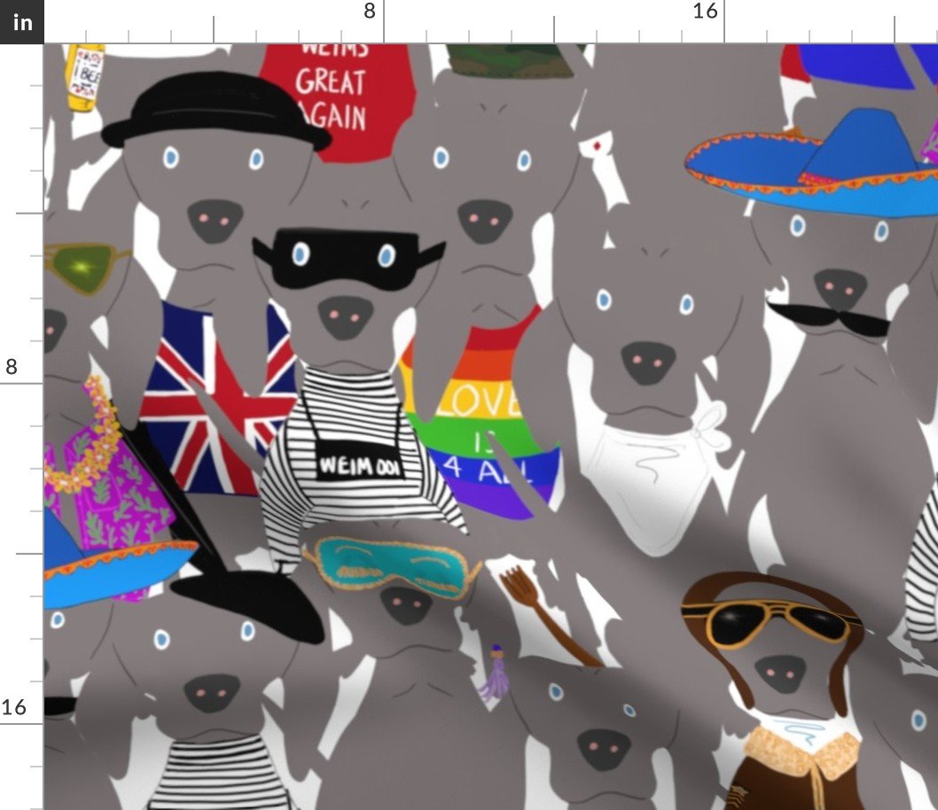 Big Dog Weim Nation Grey Ghost Weimaraner Hand-painted Pet Pattern on White Fabric Big Dog Weim Nation Grey Ghost Weimaraner Hand-painted Pet Pattern on White Fabric