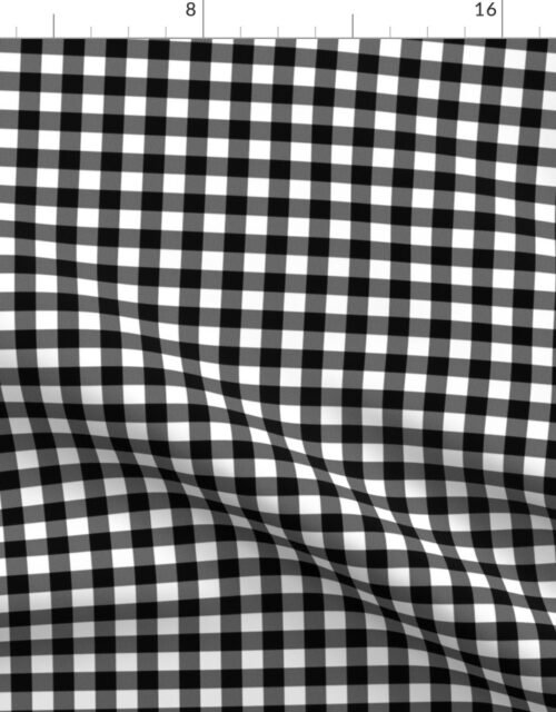 Black Color Classic Small Half Inch Gingham Check Tartan Plaid Fabric