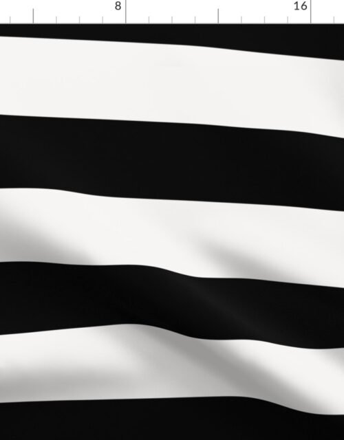 Black and Broken White Cabana Beach Horizontal Stripe Fabric