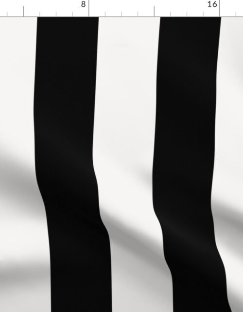 Black and Broken White Cabana Beach Vertical Stripe Fabric
