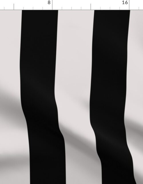 Black and Cream White Cabana Beach Vertical Stripe Fabric