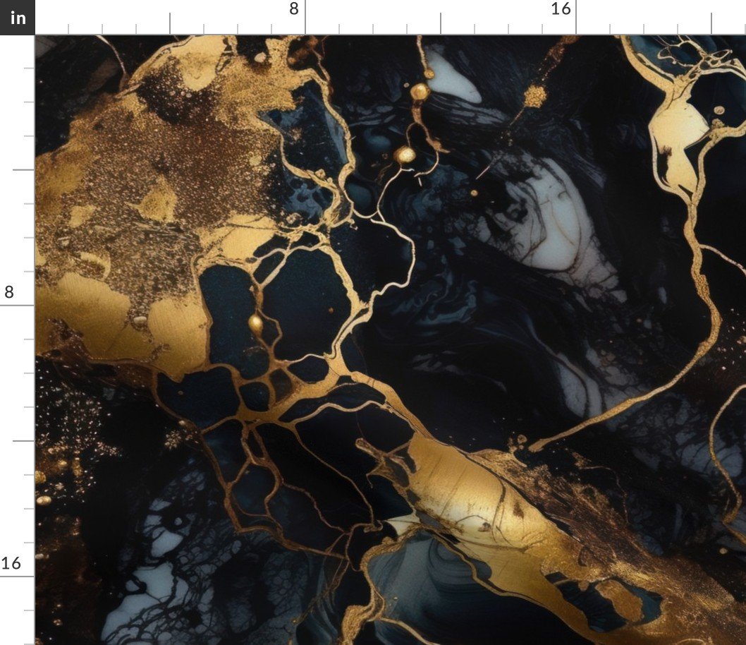 Black and Gold Alcohol Ink 1 Fabric Black and Gold Alcohol Ink 1 Fabric