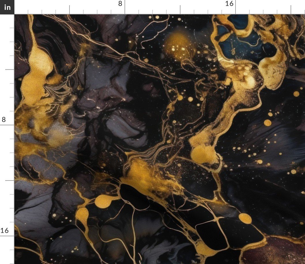 Black and Gold Alcohol Ink 2 Fabric Black and Gold Alcohol Ink 2 Fabric