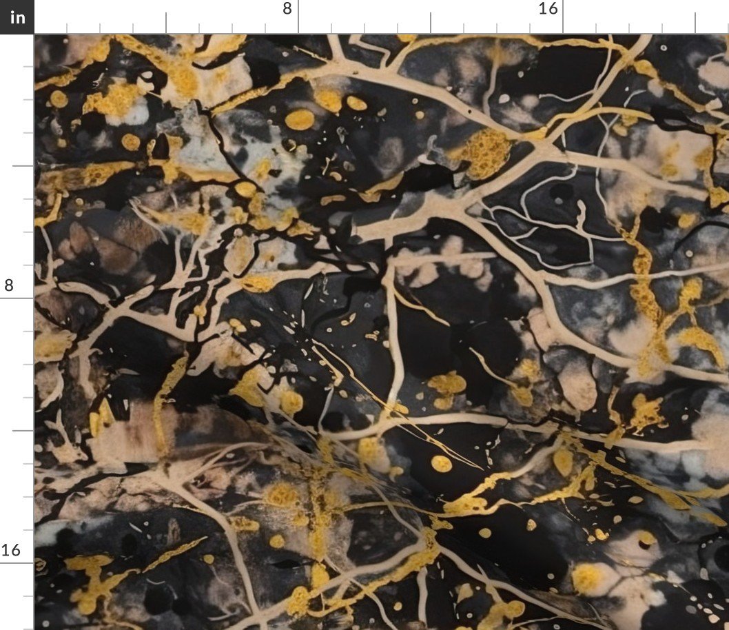 Black and Gold Drip Paint Splatter Technique Fabric Black and Gold Drip Paint Splatter Technique Fabric