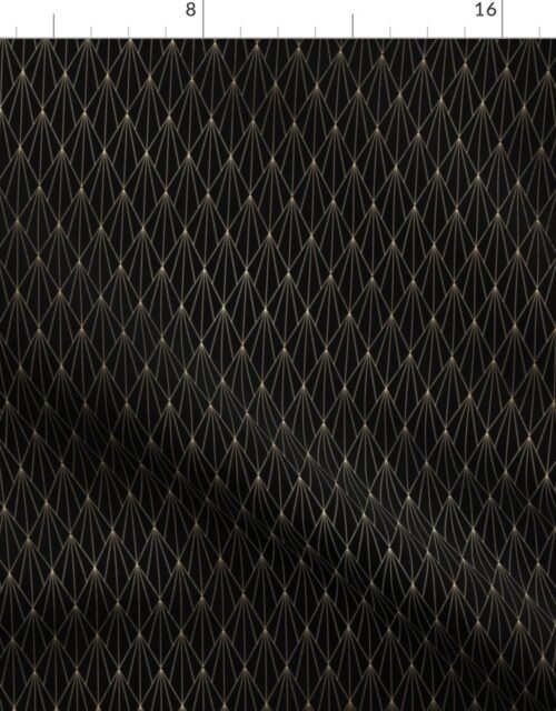 Black and Gold Foil Vintage Fan Art Deco Pattern Fabric