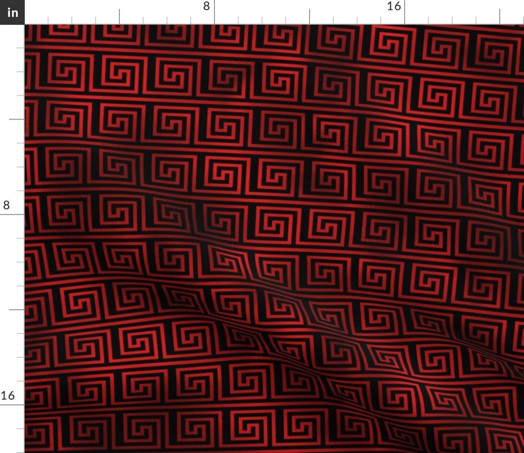 Black and Ruby Red Faux oil Vintage Art Deco Key Pattern Fabric Black and Ruby Red Faux oil Vintage Art Deco Key Pattern Fabric