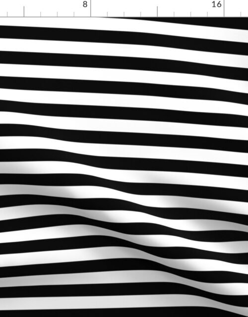 Black and White 3/4 inch Horizontal Deck Chair Stripes Fabric