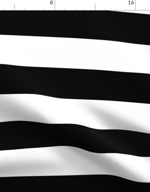Black and White Circus Big Top 3" Horizontal Stripes Fabric