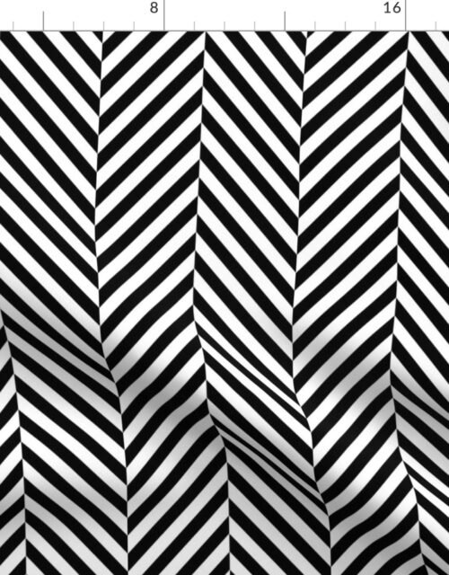 Black and White Herringbone Pattern Fabric