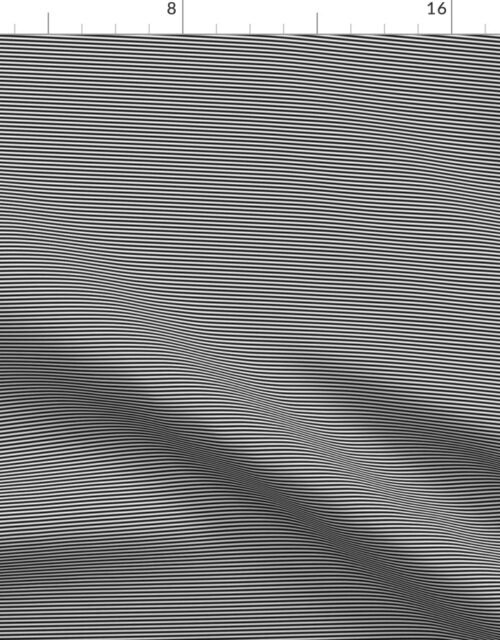 Black and White Horizontal 1/16 inch Micro Pin Stripe Fabric