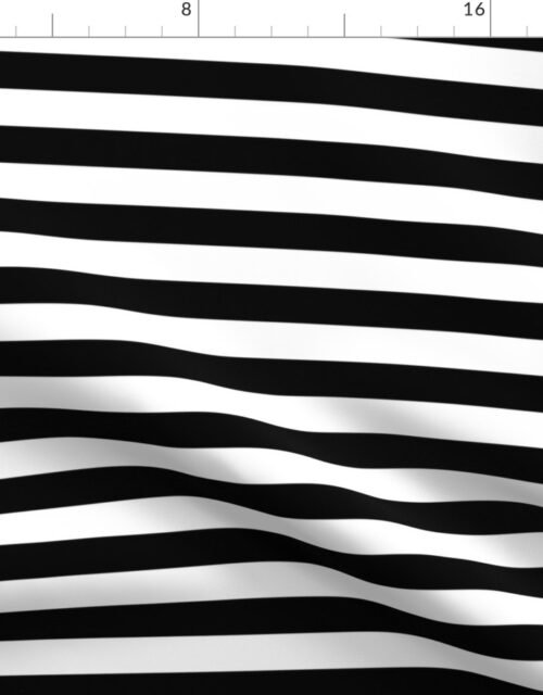 Black and White Horizontal Beach Hut 1" Stripes Fabric
