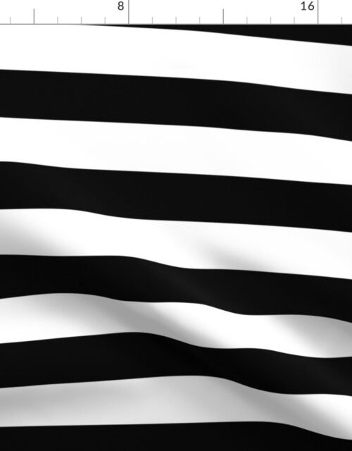 Black and White Horizontal Cabana Tent 2" Stripes Fabric