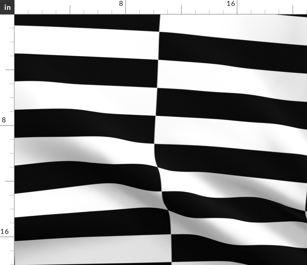 Black and White Optico Horizontal Staggered Blocks Fabric