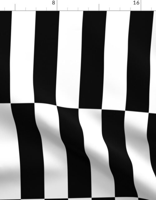 Black and White Optico Vertical Staggered Blocks Fabric