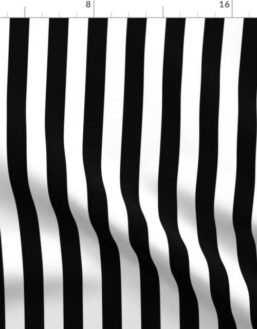 Black and White Vertical Beach Hut 1" Stripes Fabric