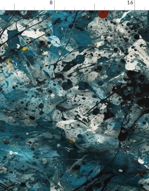 Blue Drip Paint Splatter Technique Fabric