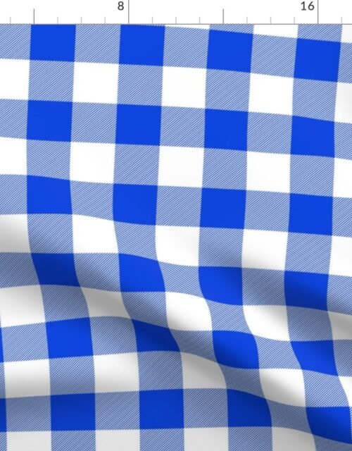 Blue and White Buffalo Check Gingham Plaid Fabric