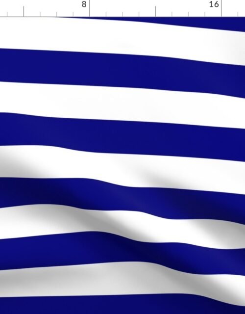 Blue and White Wide 2-inch Cabana Tent Horizontal Stripes Fabric