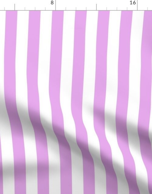 Blush Pink and White Big 1-inch Beach Hut Vertical Stripes Fabric