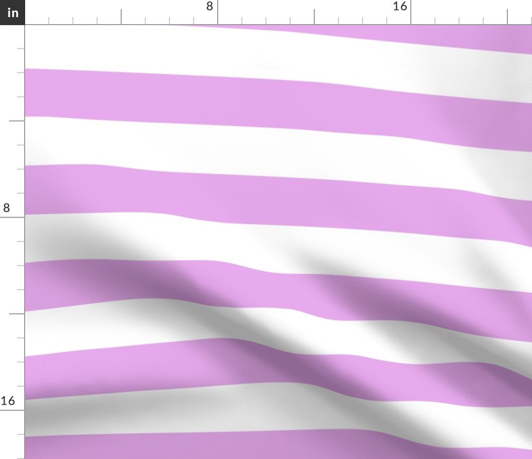 Blush Pink and White Wide 2-inch Cabana Tent Horizontal Stripes Fabric