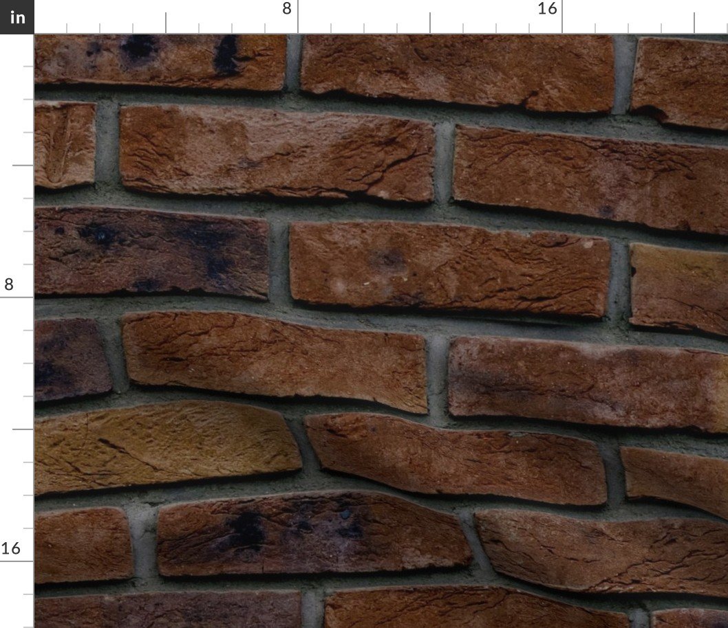 Boston Brown Stone  Brick Wall in Realistic Photo-Effect Life Size Fabric