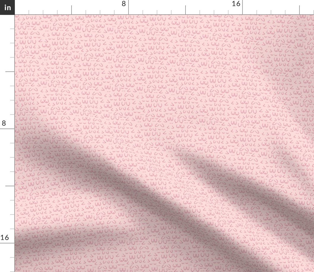 Breast Cancer Awareness Month  Boobs in Pink on Pink Hand-Drawn Outlines Fabric
