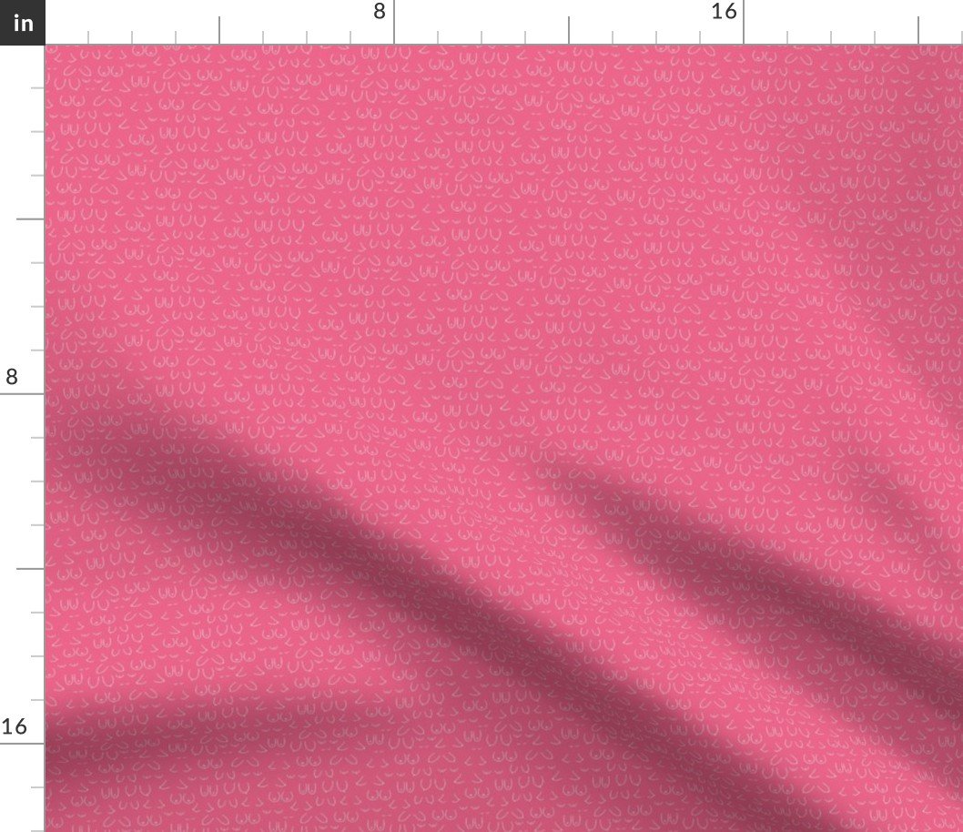 Breast Cancer Awareness Month  Boobs in White on Rose Pink Hand-Drawn Outlines Fabric
