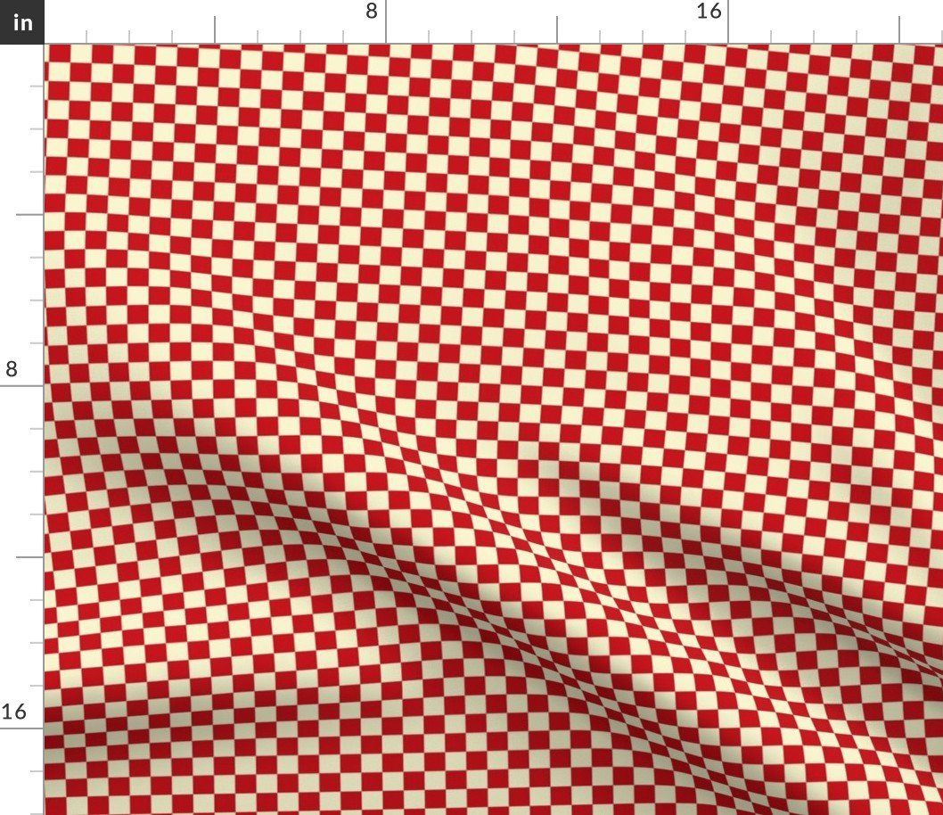 Brick Red and Cream Checkerboard Squares Fabric Brick Red and Cream Checkerboard Squares Fabric