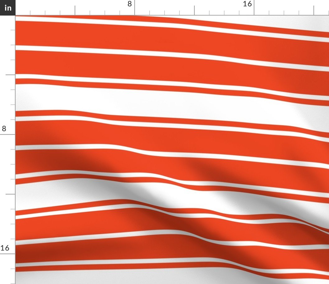Bright Citrus Orange and White Horizontal French Stripe Fabric Bright Citrus Orange and White Horizontal French Stripe Fabric