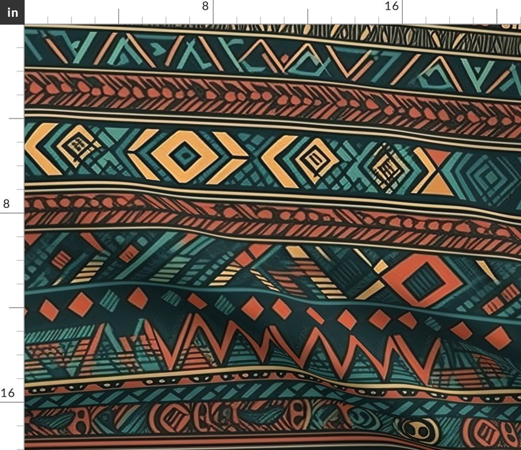 Bright Multicolored Geometric Aztec Pattern Fabric Bright Multicolored Geometric Aztec Pattern Fabric