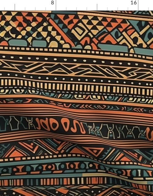 Bright Multicolored Geometric Aztec Pattern Fabric