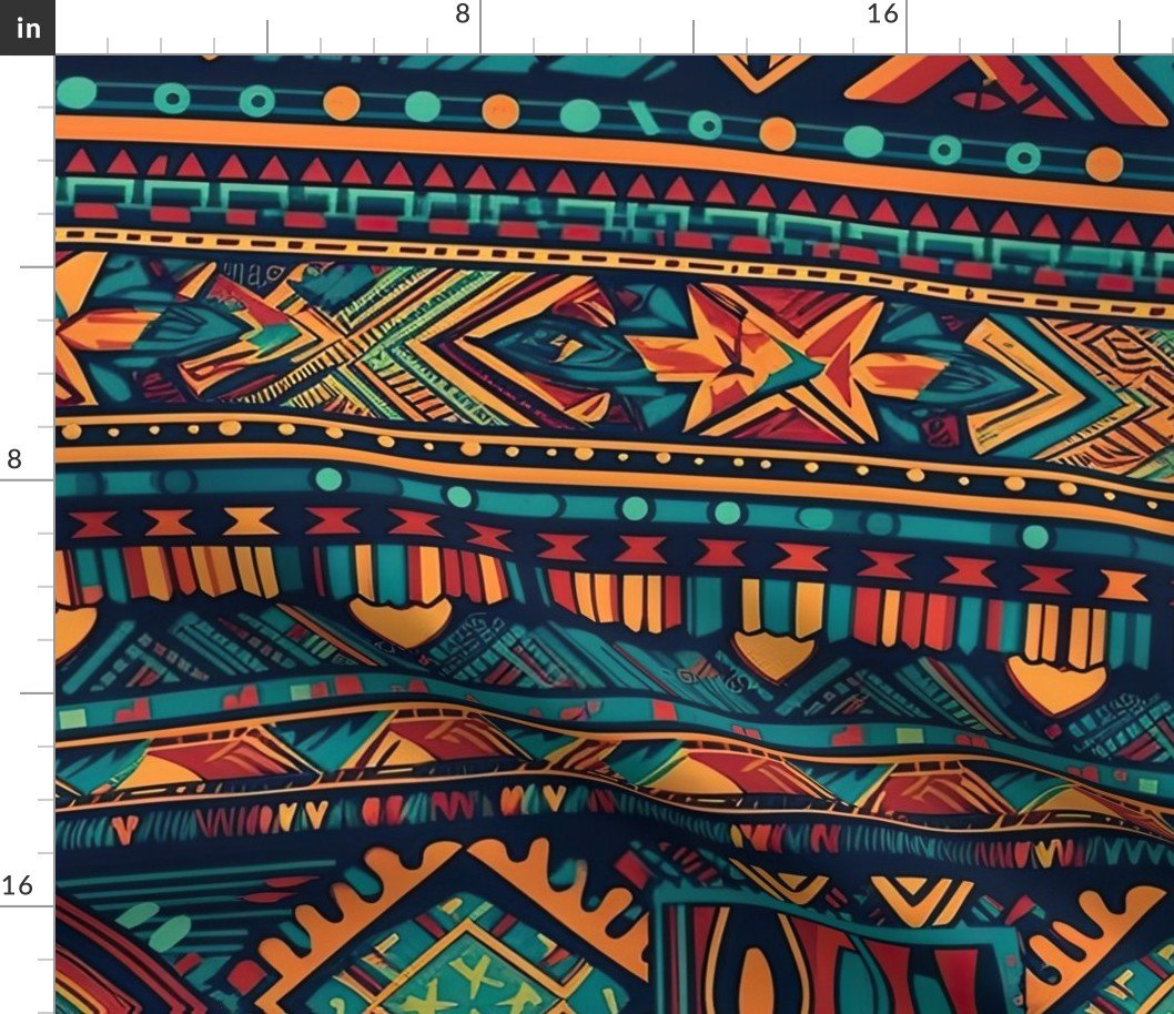 Bright Multicolored Geometric Aztec Pattern Fabric Bright Multicolored Geometric Aztec Pattern Fabric