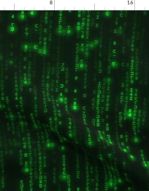 Bright Neon Green Digital Rain Computer Code Fabric