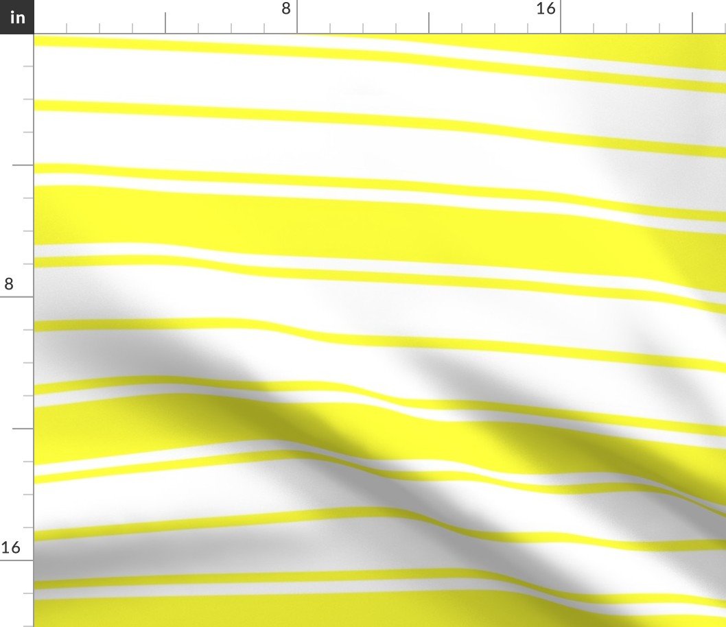 Bright Sunshine Yellow and White Horizontal French Stripe Fabric Bright Sunshine Yellow and White Horizontal French Stripe Fabric