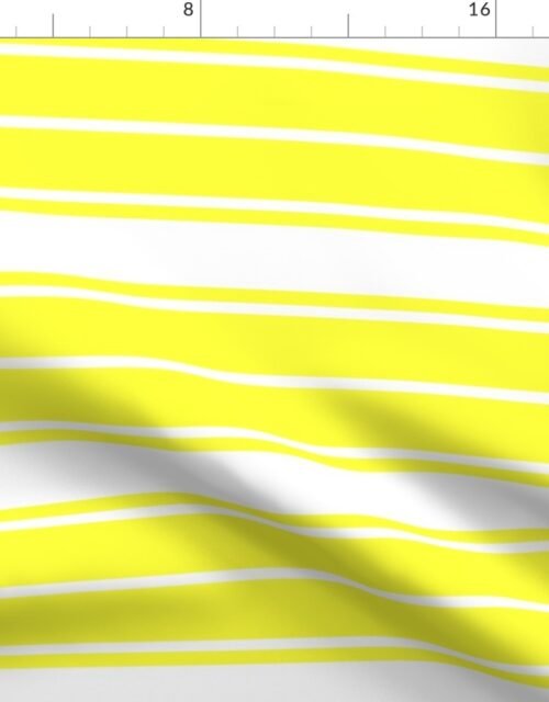 Bright Sunshine Yellow and White Horizontal French Stripe Fabric