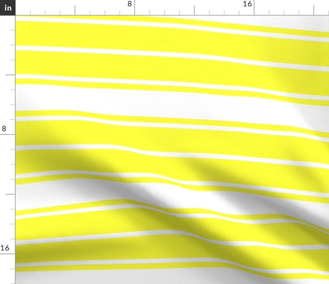 Bright Sunshine Yellow and White Horizontal French Stripe Fabric Bright Sunshine Yellow and White Horizontal French Stripe Fabric