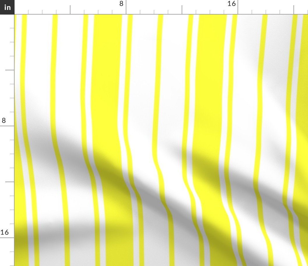 Bright Sunshine Yellow and White Vertical French Stripe Fabric Bright Sunshine Yellow and White Vertical French Stripe Fabric
