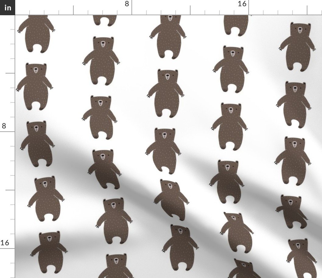 Brown Bear Cartoon with White Flecked Fur Fabric Brown Bear Cartoon with White Flecked Fur Fabric