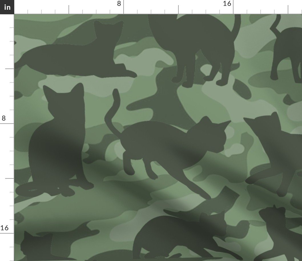 Camo Cats Camouflage in Classic Military Green Fabric Camo Cats Camouflage in Classic Military Green Fabric