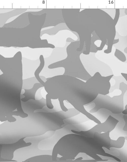 Camo Cats Camouflage in Snowcat White and Grey Fabric