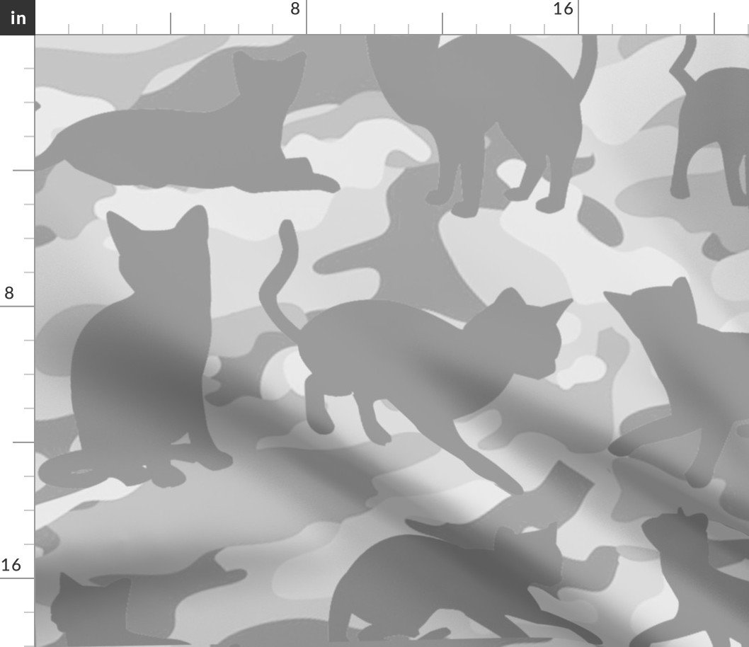 Camo Cats Camouflage in Snowcat White and Grey Fabric Camo Cats Camouflage in Snowcat White and Grey Fabric